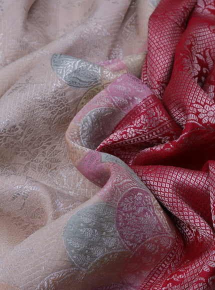 Beige-Multi Colour Banarasi Khaddi Tussar Saree