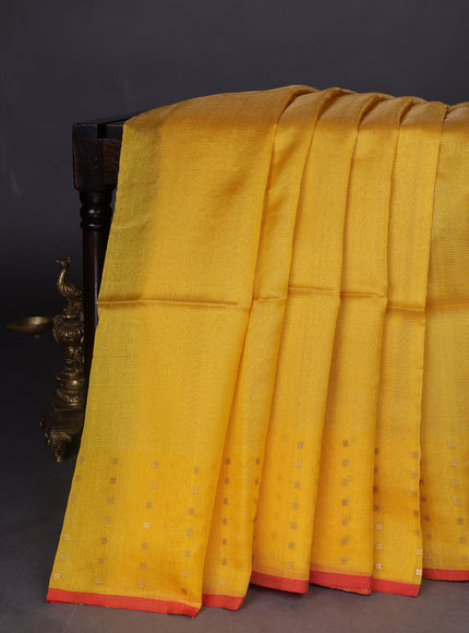 Yellow - Red Muslin Organza Saree