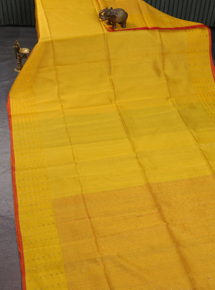 Yellow - Red Muslin Organza Saree