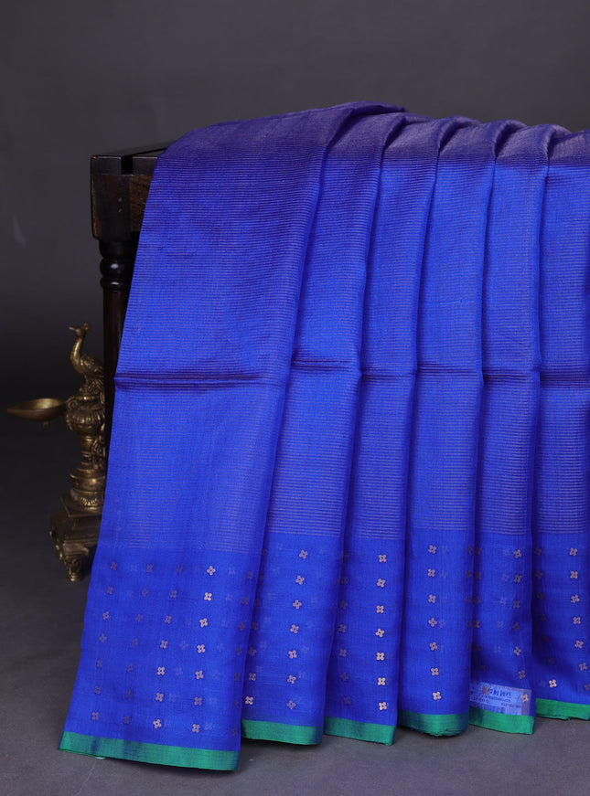 Royal Blue - Green Muslin Organza Saree