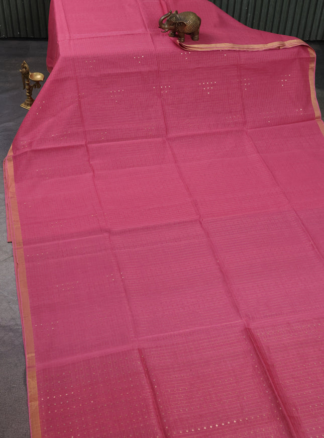 Onion Pink Muslin Organza Saree