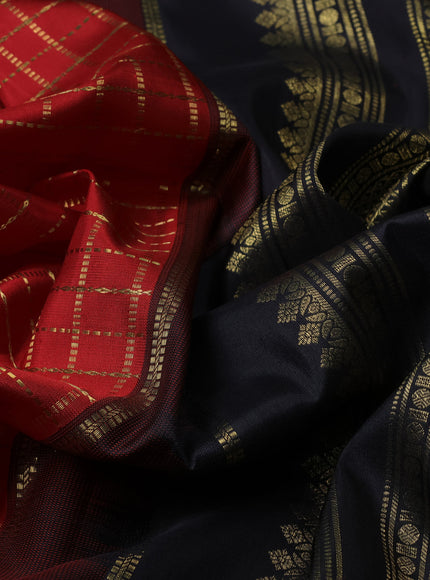 Red -Black Pure Kanchipuram Silk Saree