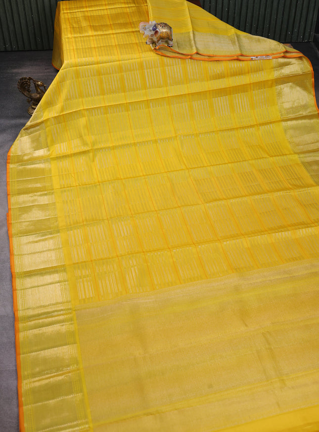 Yellow Pure Kanchipuram Silk Saree