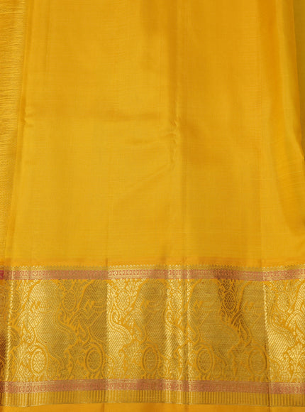 Teal Green-Yellow Pure Kanchipuram Silk Saree