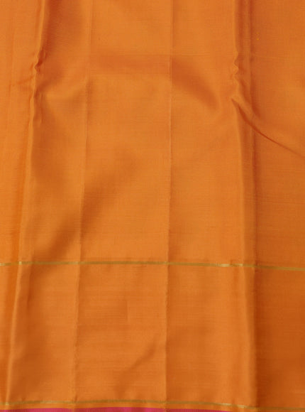 Turquoise Blue-Orange Pure Kanchipuram Silk Saree