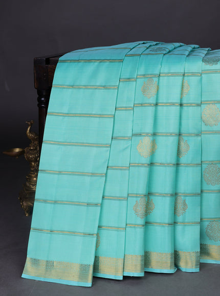 Teal Green-Green Pure Kanchipuram Silk Saree