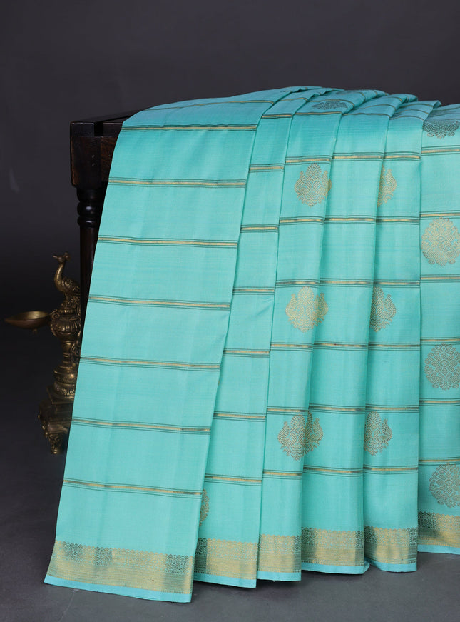 Teal Green-Green Pure Kanchipuram Silk Saree