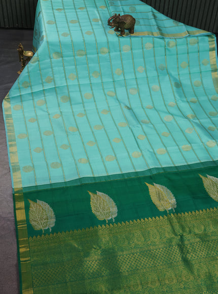 Teal Green-Green Pure Kanchipuram Silk Saree
