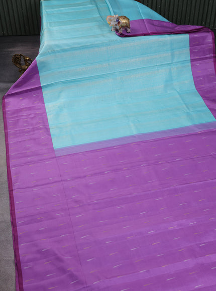 Sky Blue- Purple Pure Kanchipuram Silk Saree