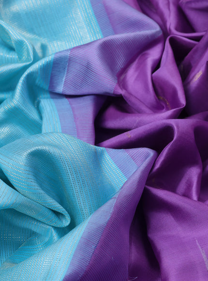 Sky Blue- Purple Pure Kanchipuram Silk Saree