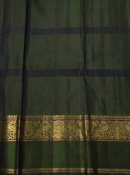 Beige-Bottle Green Pure Kanchipuram Silk Saree