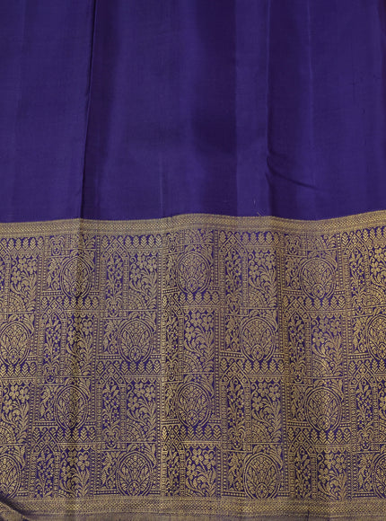 Peach - Navy Blue Pure Kanchipuram Silk Saree
