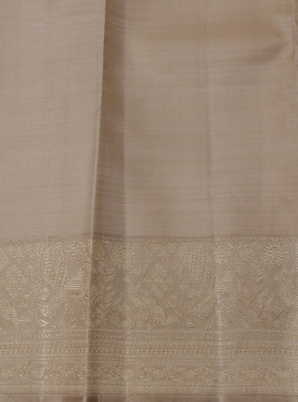 Yellow-Beige Pure Kanchipuram Silk Saree