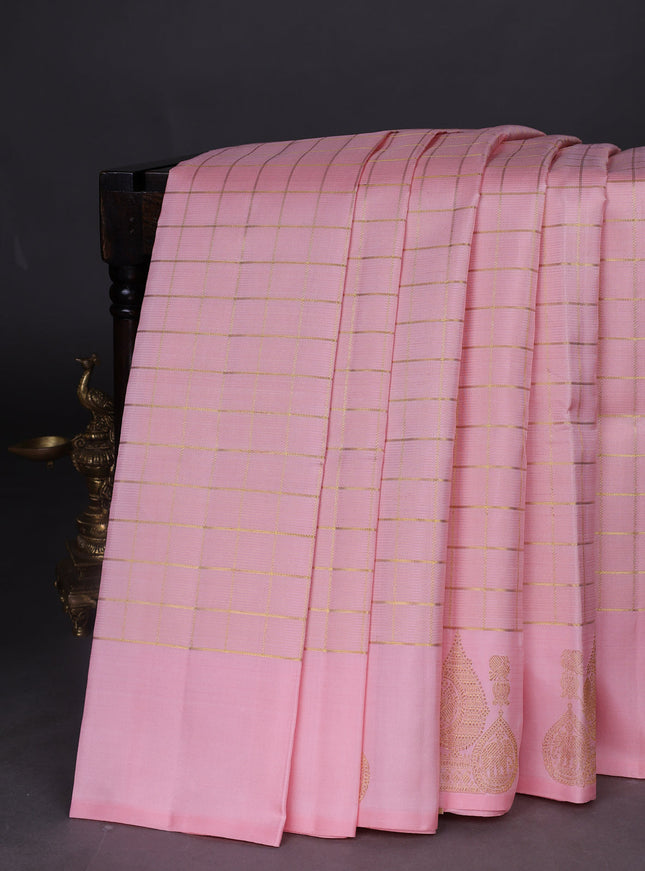 Peach Pure Kanchipuram Silk Saree