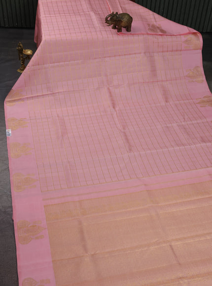 Peach Pure Kanchipuram Silk Saree