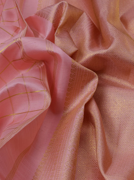 Peach Pure Kanchipuram Silk Saree