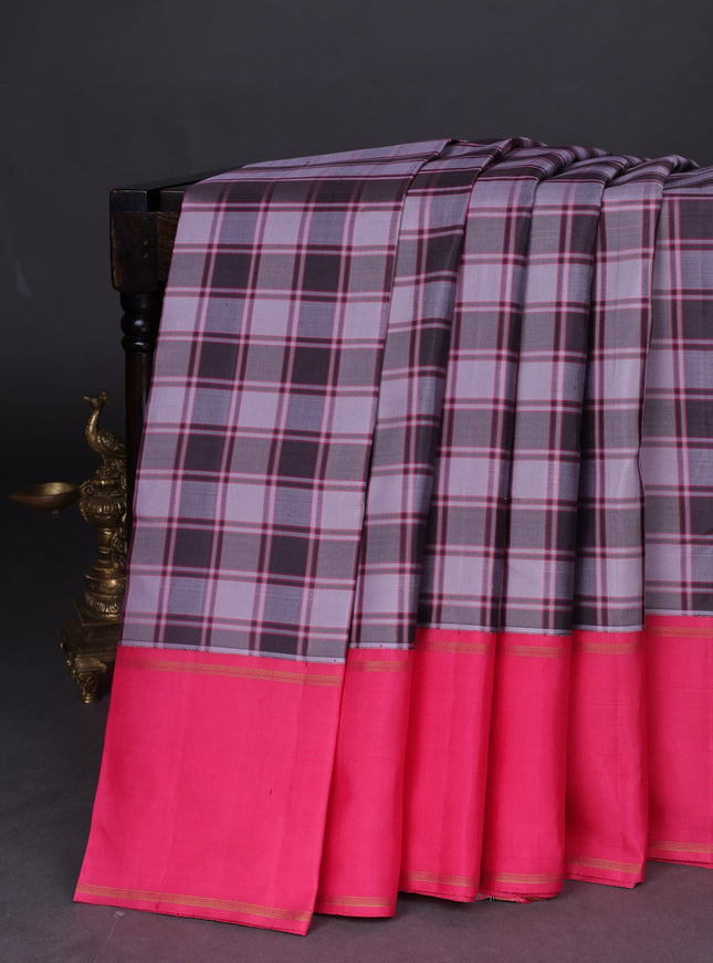 Lavender And Brown-Pink Pure Kanchipuram Silk Saree