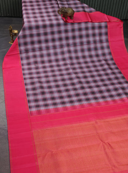 Lavender And Brown-Pink Pure Kanchipuram Silk Saree