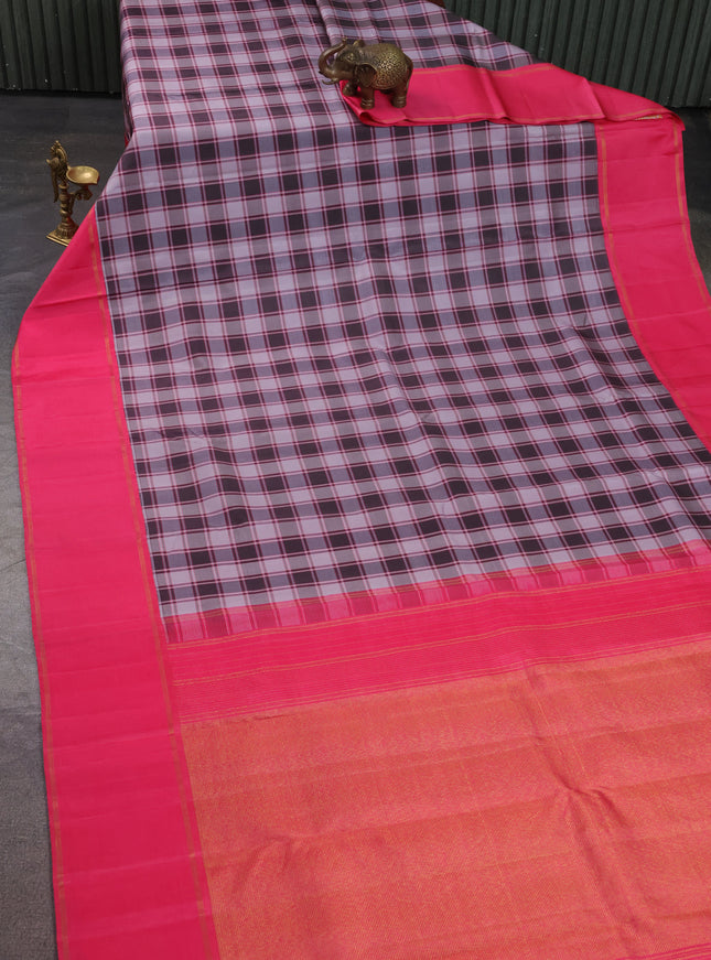 Lavender And Brown-Pink Pure Kanchipuram Silk Saree