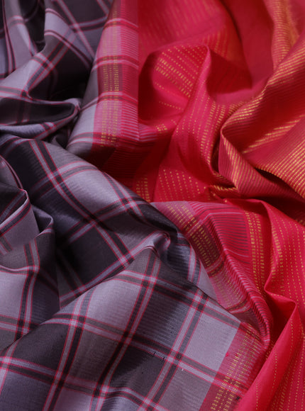 Lavender And Brown-Pink Pure Kanchipuram Silk Saree