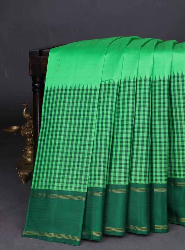 Green-Bottle Green Pure Kanchipuram Silk Saree
