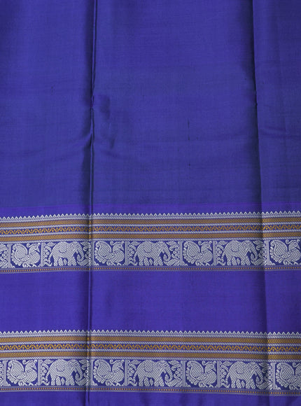 Off White-Blue Pure Kanchipuram Silk Saree