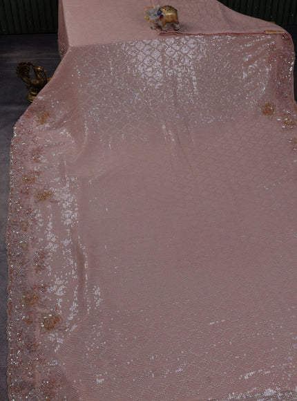 Peach Georgette Sequins Saree