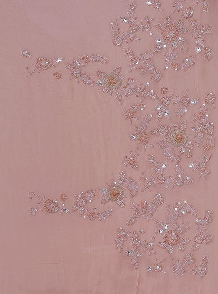 Peach Georgette Sequins Saree