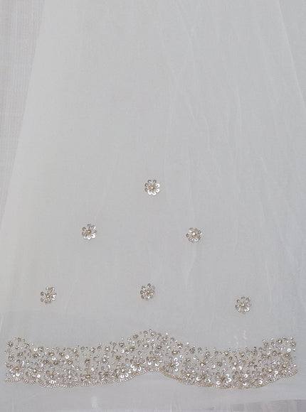 Off White Georgette Sequins Saree
