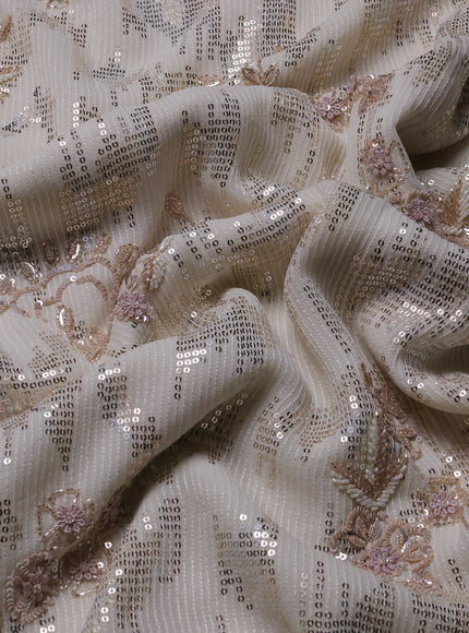 Off White Georgette Sequins Saree