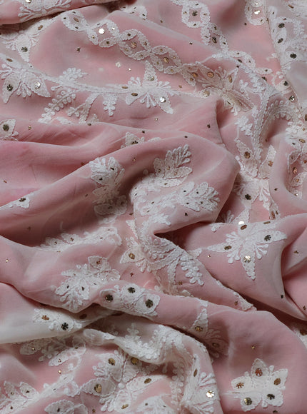 Off White-Pink Georgette Saree