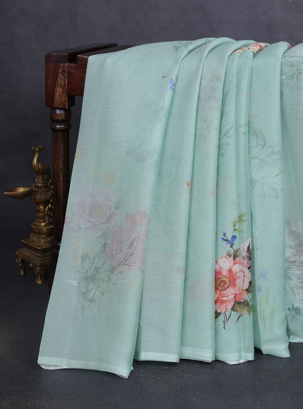 Pista Green Printed Chiffon Saree