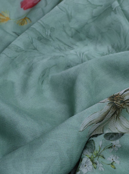 Pista Green Printed Chiffon Saree