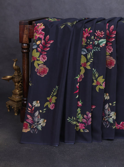 Black Printed Crepe Saree