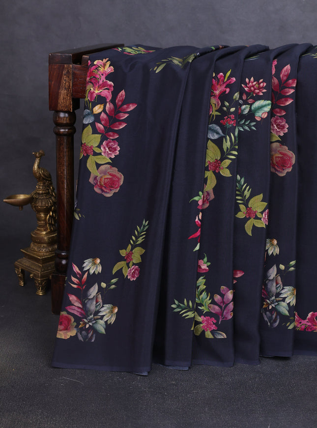 Black Printed Crepe Saree