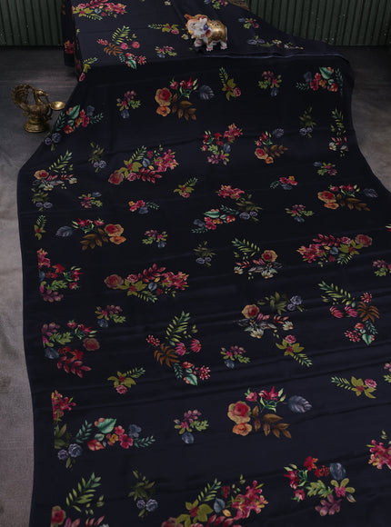 Black Printed Crepe Saree