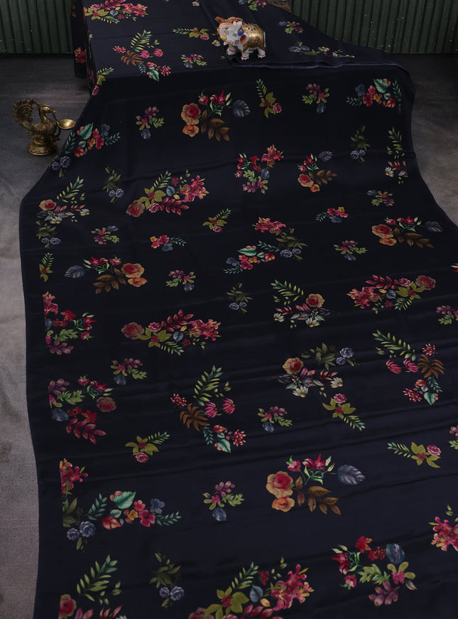 Black Printed Crepe Saree