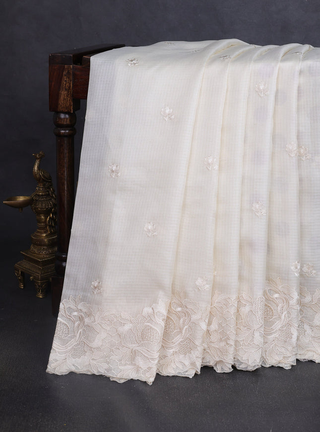 Off White Silk Kota Saree