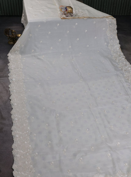 Off White Silk Kota Saree