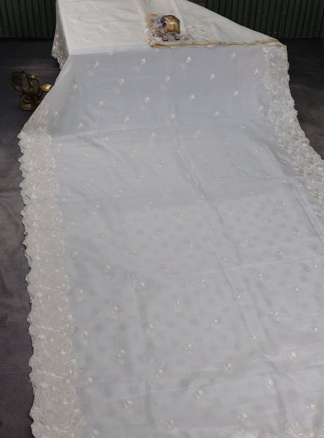 Off White Silk Kota Saree