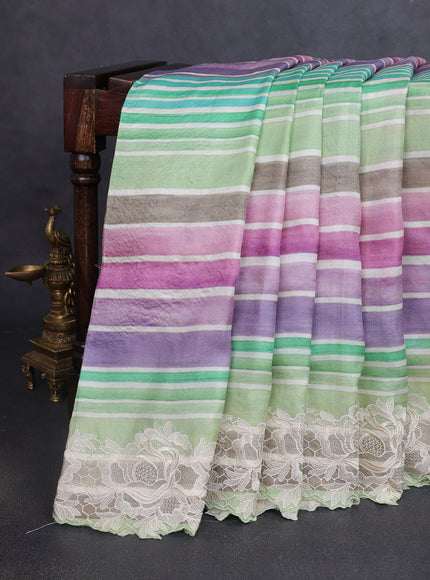 Multi Colour Tussar Silk Saree
