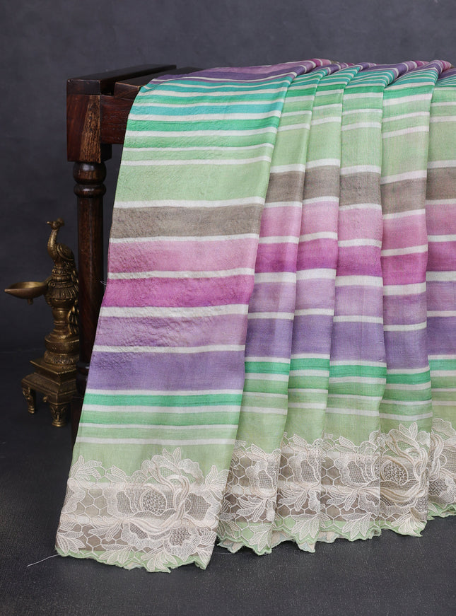 Multi Colour Tussar Silk Saree