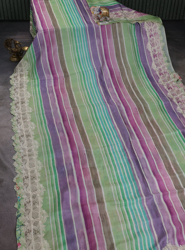 Multi Colour Tussar Silk Saree