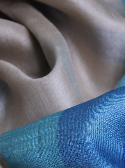 Grey-Blue Tussar Silk Saree