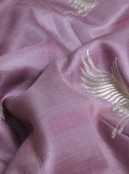 Lavender-Pink Tussar Silk Saree