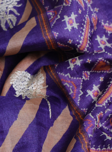 Violet-Beige Tussar Silk Saree