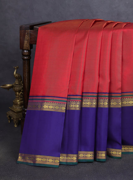 Red-Blue Pure Kanchipuram Silk Saree