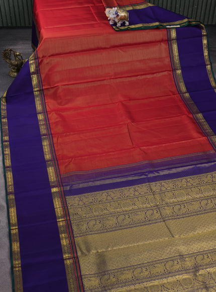 Red-Blue Pure Kanchipuram Silk Saree
