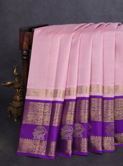 Pastel Pink-Purple Pure Kanchipuram Silk Saree