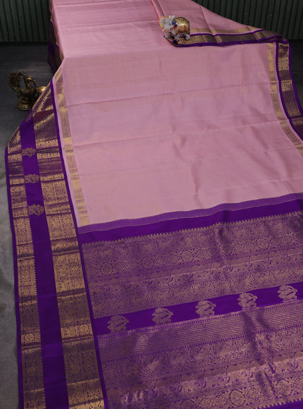 Pastel Pink-Purple Pure Kanchipuram Silk Saree